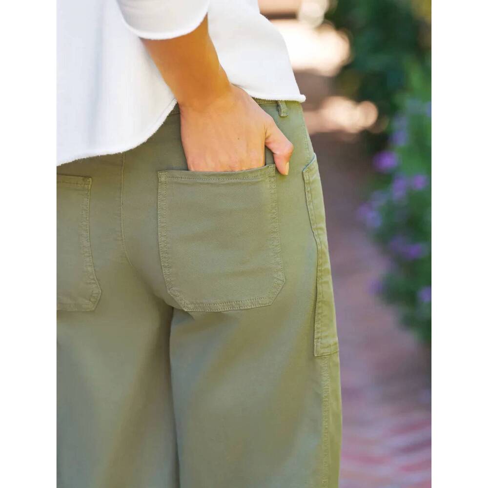 NEW FRANK & EILEEN bray everyday barrel pants in olive - Picture 3 of 5